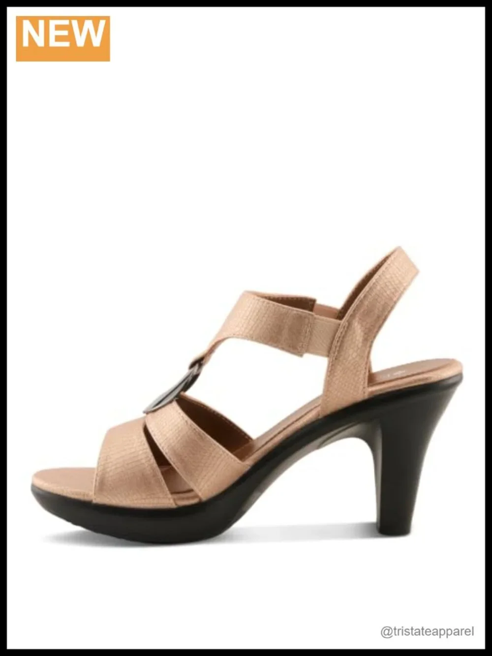 Rola Dress Sandals with Pewter Ring Ornament and Stretch Elastic